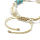Synthetic Turquoise(Dyed) Starfish & Natural Shell & Glass Pearl Braided Bead Bracelet BJEW-TA00218-4