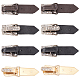 FINGERINSPIRE 16 Sets 4 Style High-Grade Metal Leather Buckle with Clear Rhinestones Black/Brown/Gold Buckle with PU Leather Vintage Metal Zinc Alloy Buttons Duckbilled Buckle for Windbreaker Coat FIND-FG0001-91-1