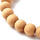 Braccialetto di perline di mala in legno naturale per uomo donna BJEW-JB06906-5