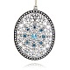 Antique Silver Plated Alloy Oval Big Pendants ALRI-N021-05-1
