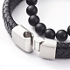 Unisex Stretch Bracelets & Leather Cord Bracelets Sets BJEW-JB04895-4