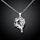 Silver Plated Brass Cubic Zirconia Heart Pendant Necklaces NJEW-BB03294-D-2