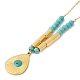 Larme d'émail avec collier pendentif en perles turquoise synthétiques NJEW-M202-01G-2