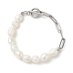 Bracelet en perles de perles baroques naturelles avec 304 chaînes de trombones en acier inoxydable pour femme BJEW-JB08970-1