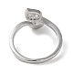 Открытое кольцо-манжета круглой формы с натуральным лабрадором и стразами в форме листа RJEW-G295-03P-4