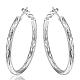 Women Big Earrings Silver Color Plated Brass Fancy Cut Hoop Earrings EJEW-BB11989-1