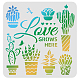 FINGERINSPIRE Love Grows Here Stencils 30x30cm Potted Plants Painting Stencil Reusable Cactus Succulents Drawing Stencil Template for Painting on Wood DIY-WH0172-461-1