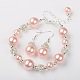 Glass Pearl Jewelry Sets: Earrings & Bracelets SJEW-JS00742-04-1