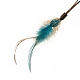 Iron Synthetic Turquoise Woven Web/Net with Feather Pendant Decorations AJEW-B016-02-4