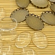 Antique Bronze Brass Cabochon Settings and Oval Transparent Clear Glass Cabochons for DIY Jewelry Making KK-MSMC015-13-1