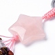 Estrella de cuarzo rosa con chips de piedras preciosas mezcladas llaveros de borla con cuentas KEYC-P012-01P-08-2
