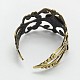 Cuff Brushed Antique Bronze Eco-Friendly Brass Filigree Ring Setting Components KK-M164-01AB-NR-2