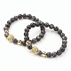 Bracelets extensibles en perles de pierres précieuses mélangées naturelles et synthétiques BJEW-G514-12-2