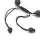 Natural Frosted Black Agate(Dyed) & Tiger Eye Braided Bead Bracelet with Alloy Crown BJEW-JB08249-01-5