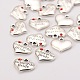 Wedding Theme Antique Silver Tone Tibetan Style Alloy Heart with Father of the Bride Rhinestone Charms X-TIBEP-N005-19B-2