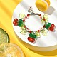 Glass & Resin & Acrylic Flower Charm Bracelet BJEW-JB09435-04-2