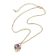 Makramee-Beutel aus Messing mit natürlichem Amethyst innen und Anhängerketten aus 304er Edelstahl für Damen&nbsp;NJEW-JN05607-03-4