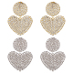 Anattasoul 2 paires 2 couleurs cristal strass coeur boucles d'oreilles pendantes avec 925 broches en argent sterling EJEW-AN0001-25-1