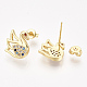Brass Micro Pave Cubic Zirconia Stud Earrings ZIRC-T006-74G-2