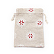 ポリコットン（ポリエステルコットン）パッキングポーチ巾着袋  印刷された雪片で  レッド  18x13cm ABAG-S003-02A-2
