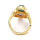 Регулируемое кольцо с ромбом из натурального аметиста и драгоценного камня RJEW-C044-01G-3