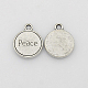 Antique Silver Word Peace Tibetan Style Alloy Message Pendants X-TIBEP-3131-AS-RS-1