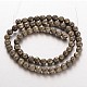 Faceted Round Natural Pyrite Beads Strands G-P061-6mm-20-1