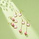 3 paio di 3 ciondoli smaltati in lega rosa stile e orecchini pendenti con perline in resina EJEW-JE05030-03-2