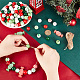 Ahadermaker diy クリスマスペンダント装飾作成キット  ジュートコードを含む  天然木ストライプ＆ツリー柄ラウンド＆キャンディビーズ  ミックスカラー  214個/セット DIY-GA0005-32-3