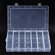 プラスチックビーズコンテナ  調整可能な仕切りボックス  透明  長方形  幅22cm  35センチの長さ  5センチ、厚 C074Y-3