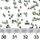 11/0グレードのベーキングペイントガラスシードビーズ  シリンダー  均一なシードビーズサイズ  不透明色の光沢  ミディアムシーグリーン  1.5x1mm程度  穴：0.5mm  約2000個/10g X-SEED-S030-1208-4