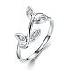 Laiton feuille anneaux strass tcheque doigt pour les femmes RJEW-BB02185-6-1