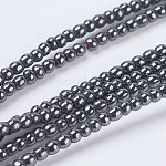 Perles en hématite synthétique sans magnétiques, ronde, noir, 2mm, Trou: 0.6mm, Environ 191 pcs/chapelet