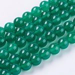 Chapelets de perles d'agate naturelle, onyx vert, teinte, ronde, verte, 8mm, Trou: 1mm