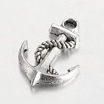 Anclar la aleación del estilo tibetano encanta los colgantes, sin plomo y cadmio, plata antigua, 17x12.5x3mm, agujero: 2 mm, aproximamente 1428 unidades / 1000 g
