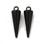201 colgantes de acero inoxidable, encanto de cono, revestimiento de iones (ip), electroforesis negro, 18.5x5.5mm, agujero: 1.5 mm