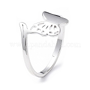 304 Stainless Steel Hollow Out Butterfly Adjustable Ring for Women RJEW-I097-03P