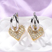 Латунные серьги-кольца из прозрачного кубического циркония EJEW-D322-08PG-01