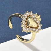 Латунные микро проложить манжеты кольца кубического циркония RJEW-H236-24G