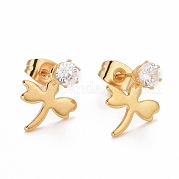 Серьги-гвоздики из нержавеющей стали 304 в форме стрекозы EJEW-C019-16G