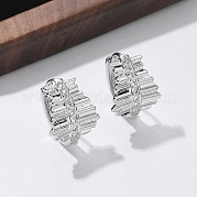 Серьги-кольца из латуни с прозрачным фианитом EJEW-Q014-17P