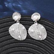 Серьги-гвоздики в форме ракушки из латуни EJEW-H165-01A-P