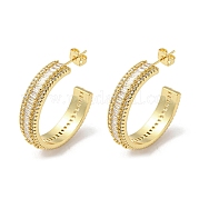 Серьги-пусеты из латуни с микропаве и кубическим цирконием EJEW-F331-05G