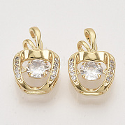 Brass Micro Pave Clear Cubic Zirconia Pendants ZIRC-T011-16G-NF