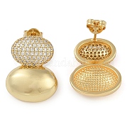 Серьги-гвоздики овальной формы с прозрачными циркониями EJEW-Q387-04G