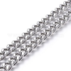 Cadenas de bordillo de acero inoxidable 304 resistentes al deslustre, cadenas de eslabones retorcidos, sin soldar, color acero inoxidable, 8mm, link: 10x8x2 mm