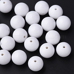 Abalorios acrílicos opacos, redondo, blanco, 20x19mm, agujero: 3 mm, aproximamente 111 unidades / 500 g