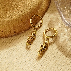 Boucles d'oreilles pendantes hippocampe en acier inoxydable 304 pour femmes