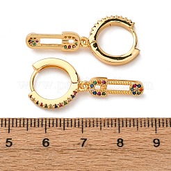 Pendientes de aro de circonita cúbica con micro pavé de latón&nbsp;EJEW-F384-15G-02