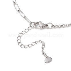 Colgante de corazón de aleación de acero inoxidable 304 con cadena de clip y collares de cadena rolo&nbsp;NJEW-JN05812-02